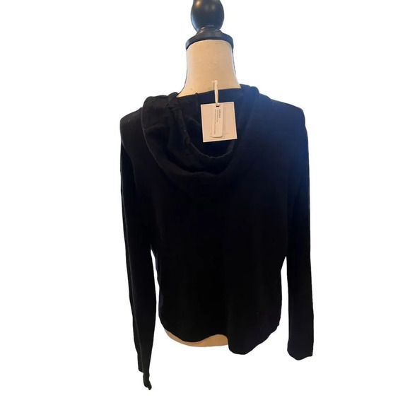 Siami Milano Women’s Black Knit Hoodie Sweater M Floral 3D Applique Pullover - Picture 8 of 12